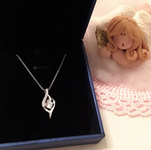 Jewelry - NEW STERLING 925 ITALY CZ PENDANT & CHAIN, 17"